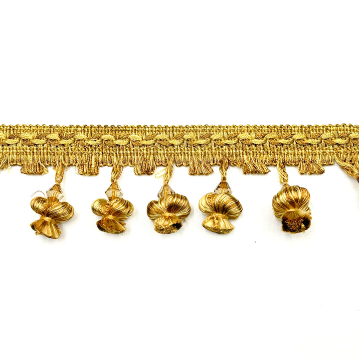 24 YARDS / VALENTINA 2.5" Tassel Fringe Trim Vintage Gold