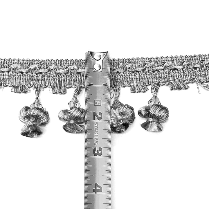 24 YARDS / VALENTINA 2.5" Tassel Fringe Trim Black Ivory