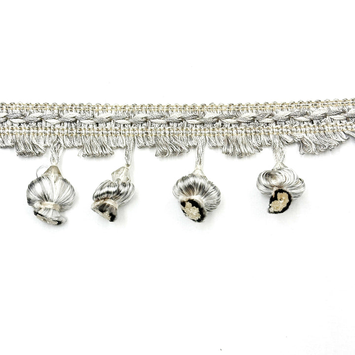 24 YARDS / VALENTINA 2.5" Tassel Fringe Trim Gray