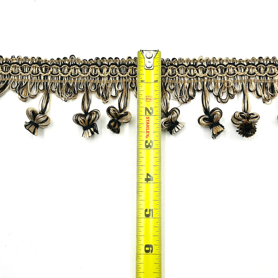 24 YARDS / VALENTINA 2.5" Tassel Fringe Trim Black Gold