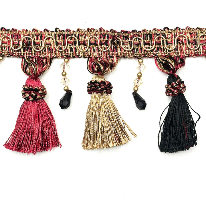 24 YARDS / BELLA 3 1/2" Tassel Fringe Trim Black Carnival