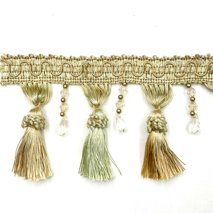24 YARDS / BELLA 3 1/2" Tassel Fringe Trim Gold Beige