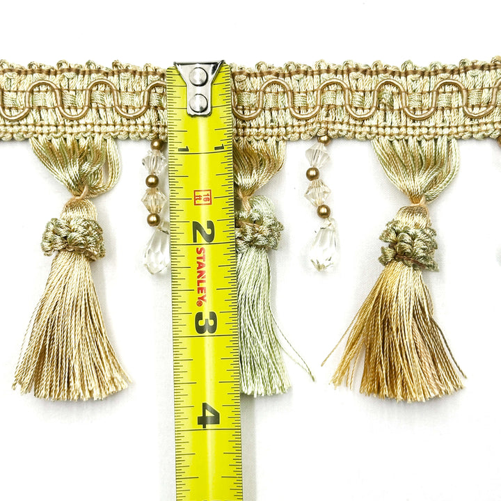 24 YARDS / BELLA 3 1/2" Tassel Fringe Trim Gold Beige