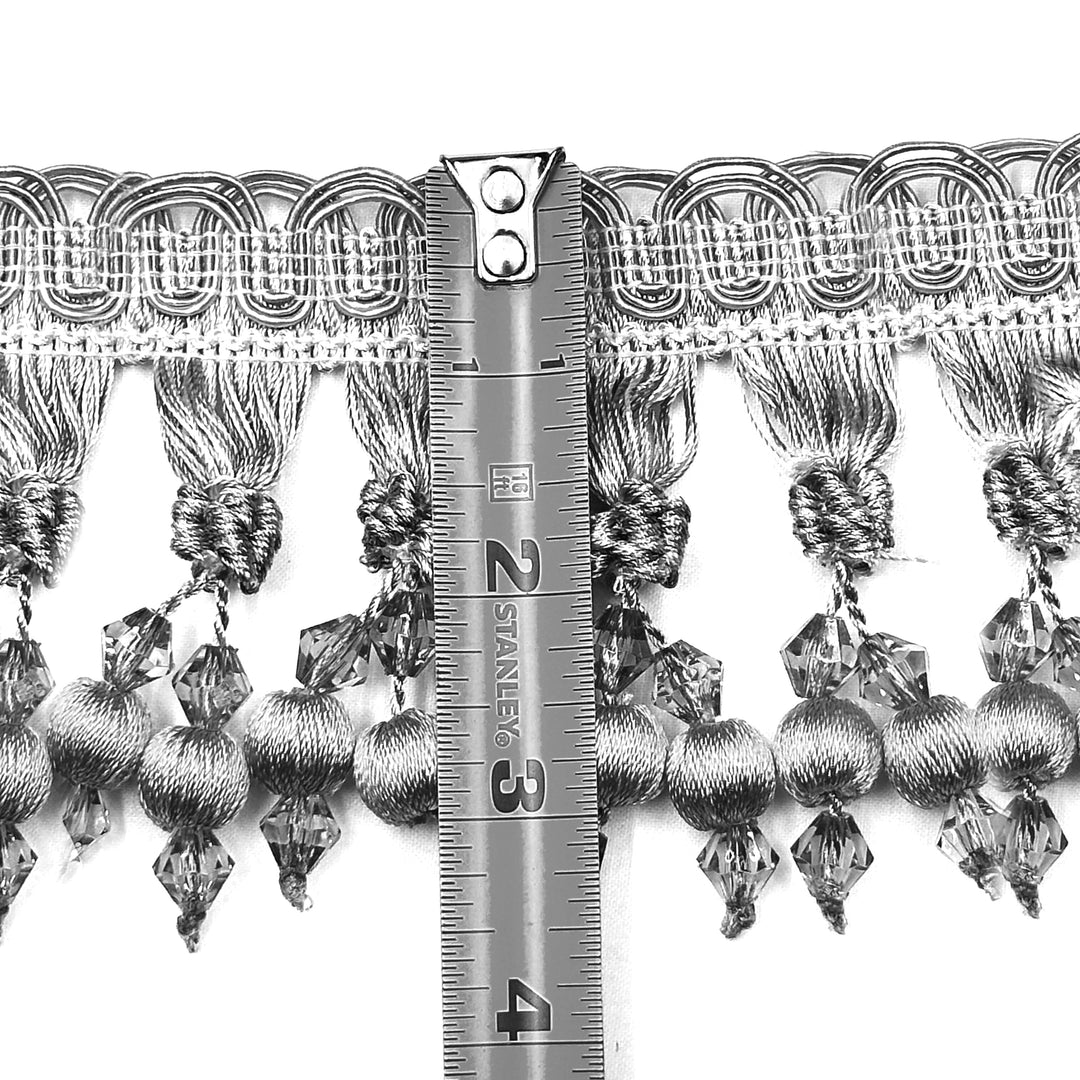 24 YARDS / BELUS 3" Beaded Tassel Fringe Trim Coral Pink