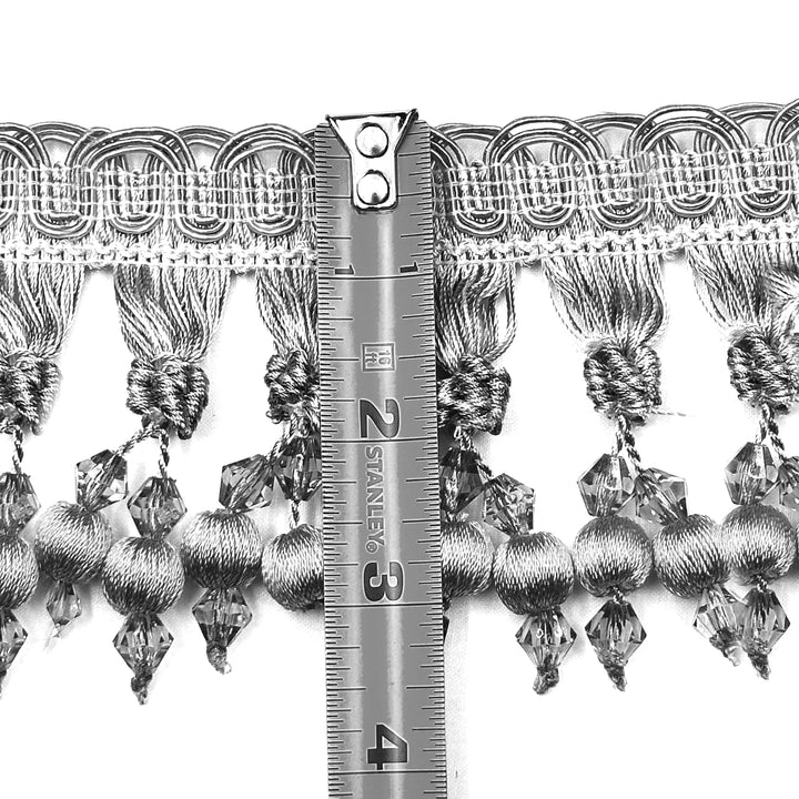 24 YARDS / BELUS 3" Beaded Tassel Fringe Trim Coral Pink