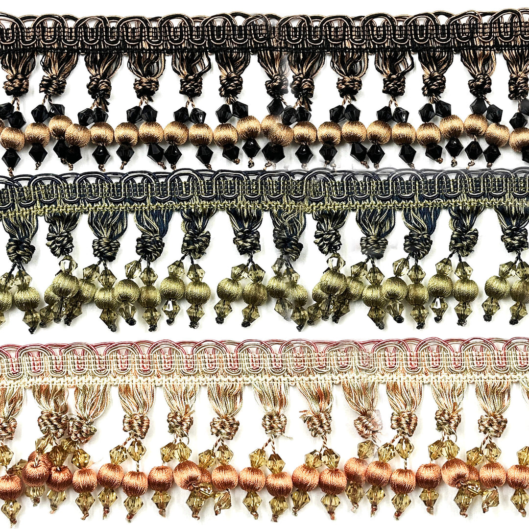 24 YARDS / BELUS 3" Beaded Tassel Fringe Trim Coral Pink