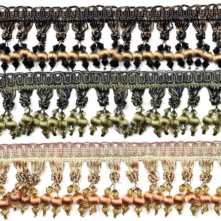 24 YARDS / BELUS 3" Beaded Tassel Fringe Trim Coral Pink