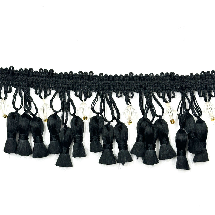 24 YARDS / Annabelle 2" Tassel Fringe Trim Black