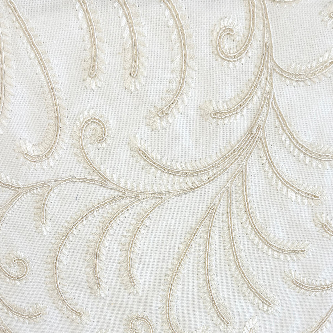 Belgique Embroidered Linen Cotton Blend Fabric | 4 Colors
