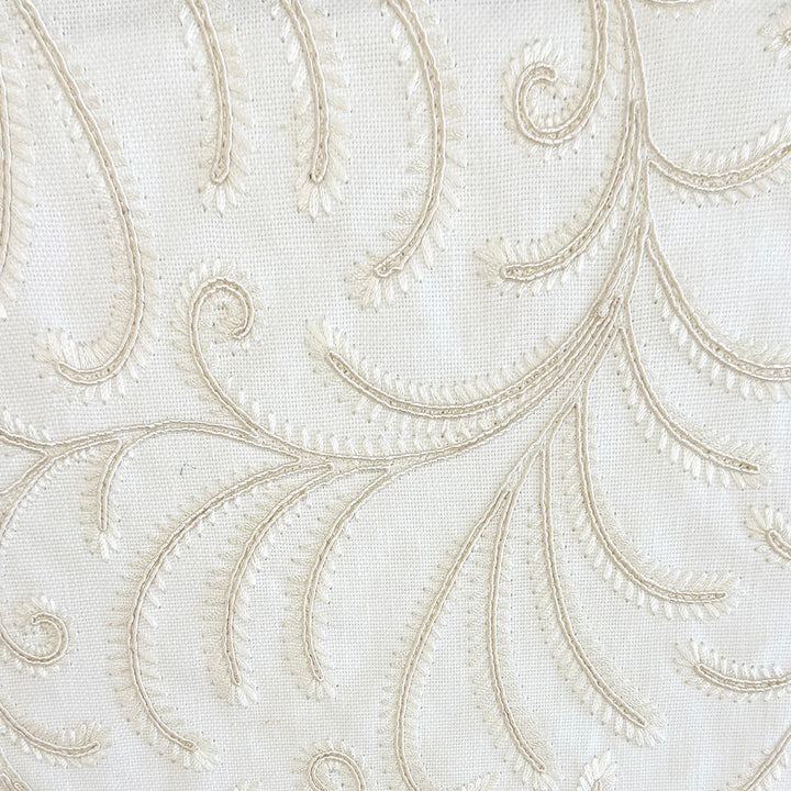 Belgique Embroidered Linen Cotton Blend Fabric | 4 Colors