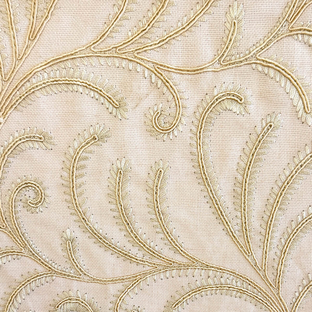 Belgique Embroidered Linen Cotton Blend Fabric | 4 Colors