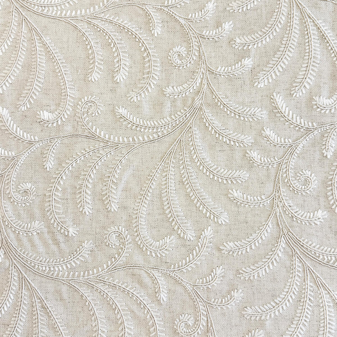 Belgique Embroidered Linen Cotton Blend Fabric | 4 Colors