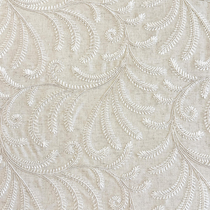 Belgique Embroidered Linen Cotton Blend Fabric | 4 Colors
