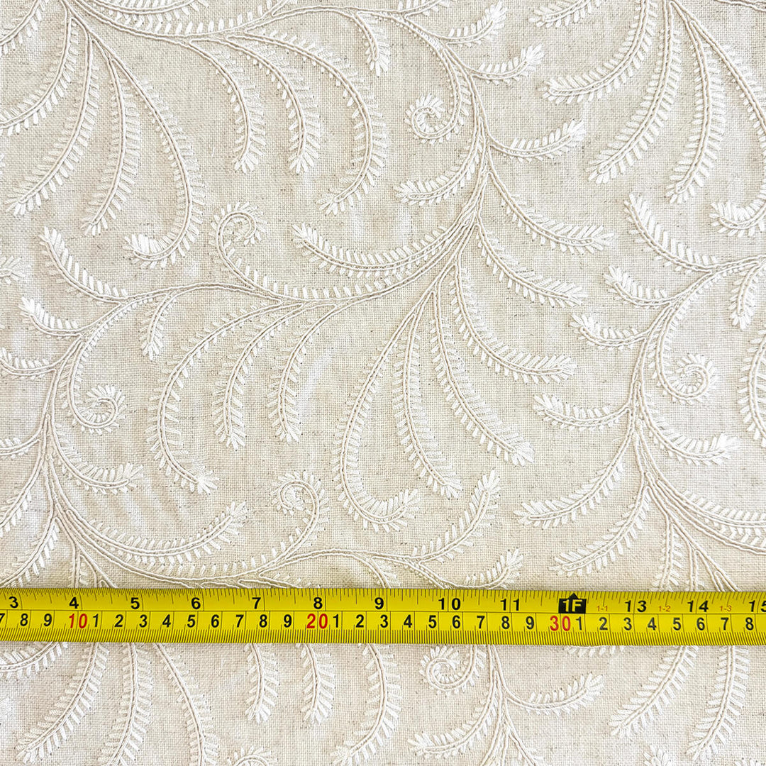 Belgique Embroidered Linen Cotton Blend Fabric | 4 Colors