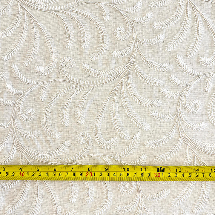 Belgique Embroidered Linen Cotton Blend Fabric | 4 Colors