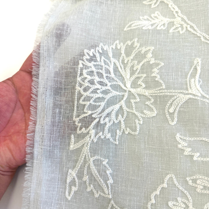 Zefira Floral Embroidery Cotton Blend Fabric