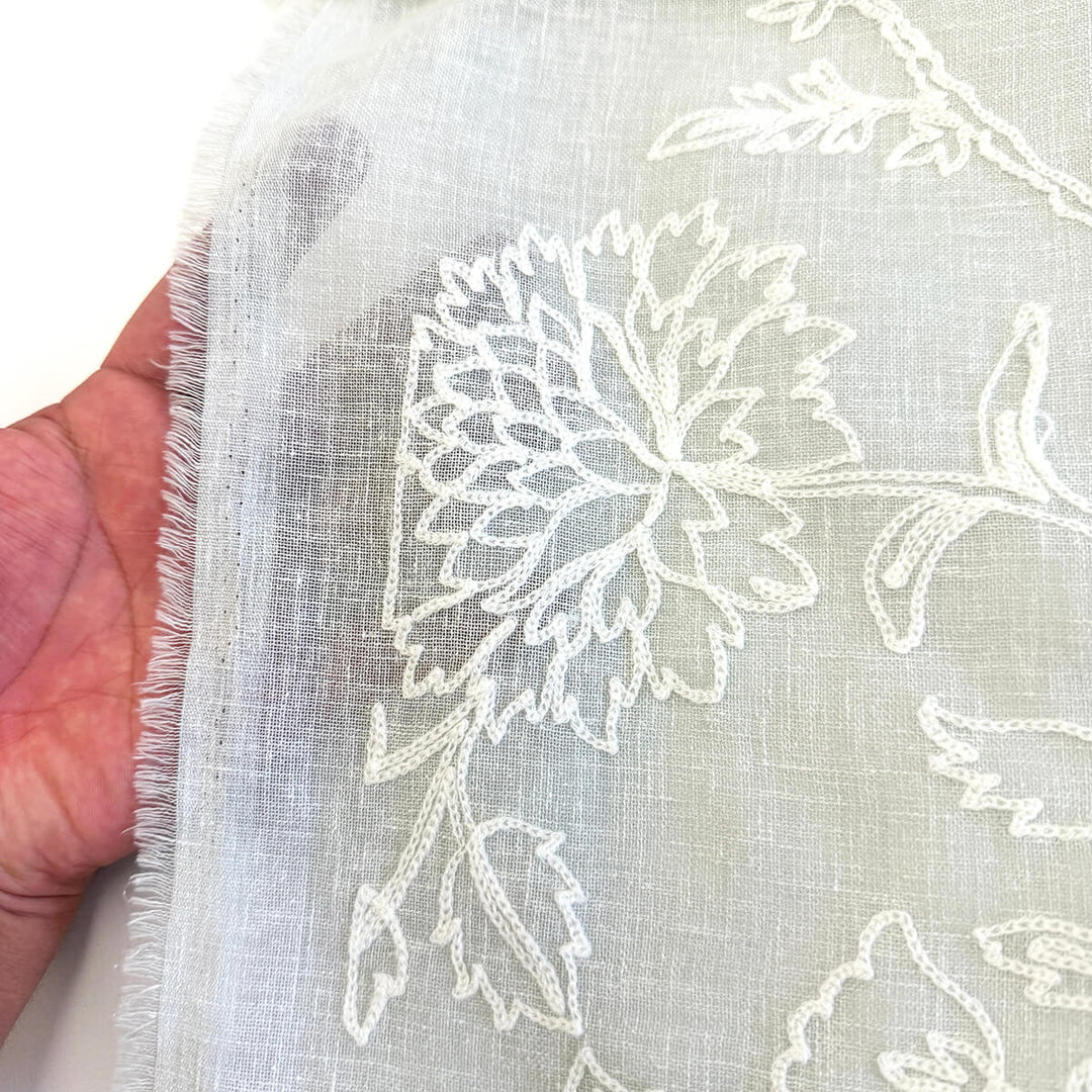 Zefira Floral Embroidery Cotton Blend Fabric | 4 Colors