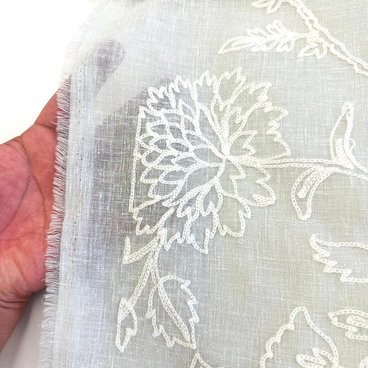 Zefira Floral Embroidery Cotton Blend Fabric | 4 Colors