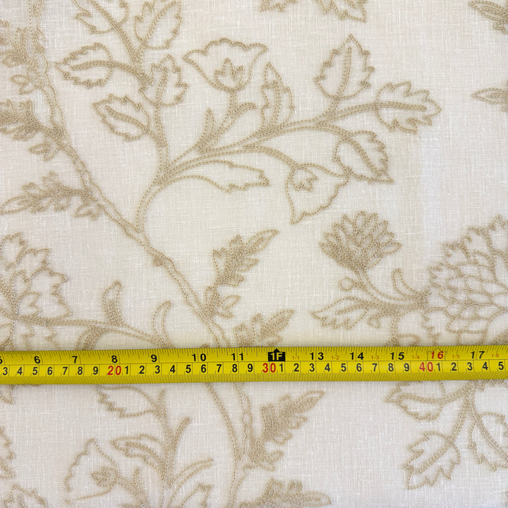 Zefira Floral Embroidery Cotton Blend Fabric