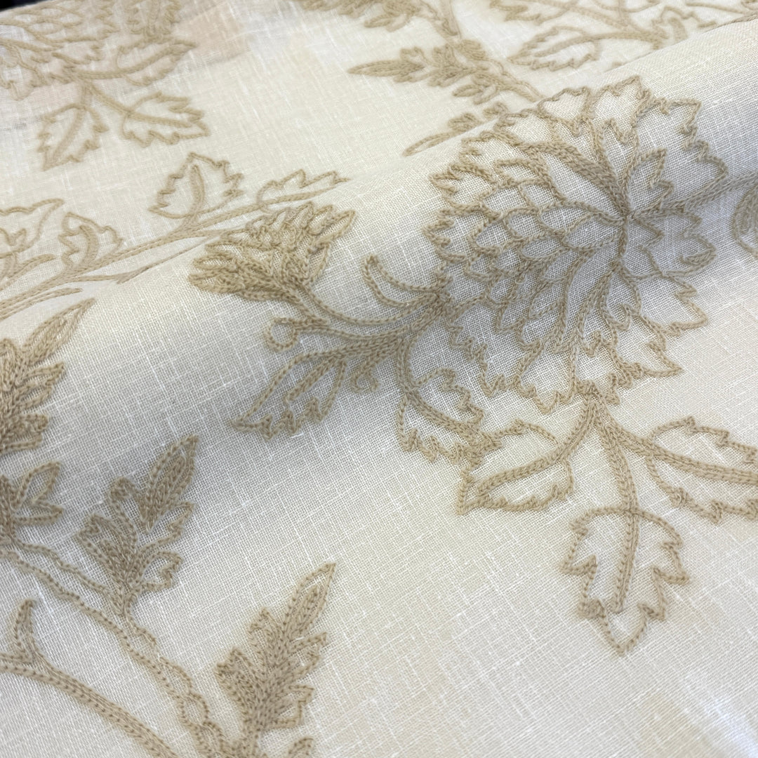 Zefira Floral Embroidery Cotton Blend Fabric