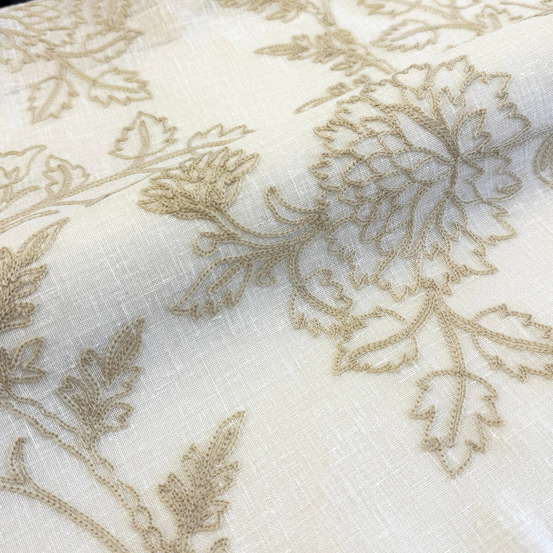 Zefira Floral Embroidery Cotton Blend Fabric | 4 Colors