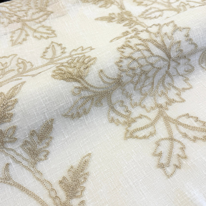 Zefira Floral Embroidery Cotton Blend Fabric | 4 Colors