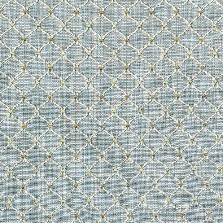 Light Dull Blue Geometric Diamond Dots Embroidered Jacquard Brocade Fabric