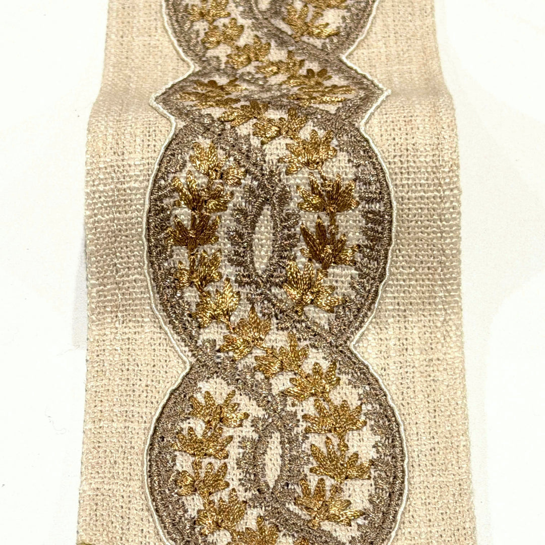 Cordelia Antique Gold 3.5 inch embroidery decorative ribbon tape trim