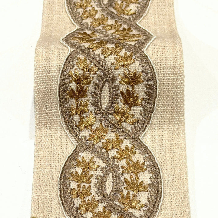 Cordelia Antique Gold 3.5 inch embroidery decorative ribbon tape trim