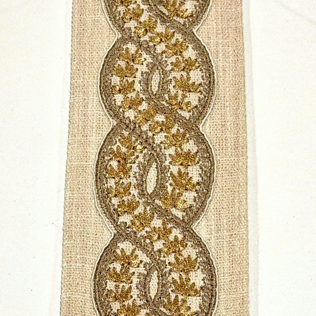 Cordelia Antique Gold 3.5 inch embroidery decorative ribbon tape trim