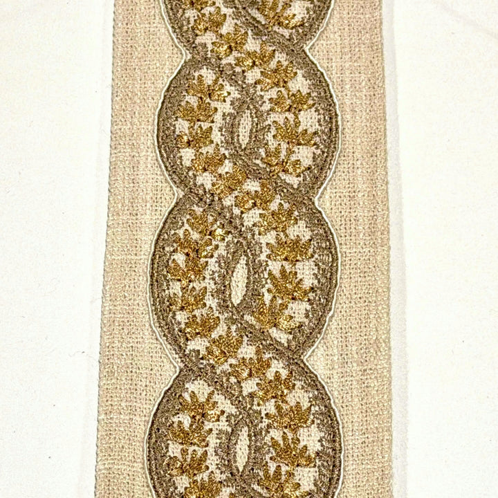 Cordelia Antique Gold 3.5 inch embroidery decorative ribbon tape trim