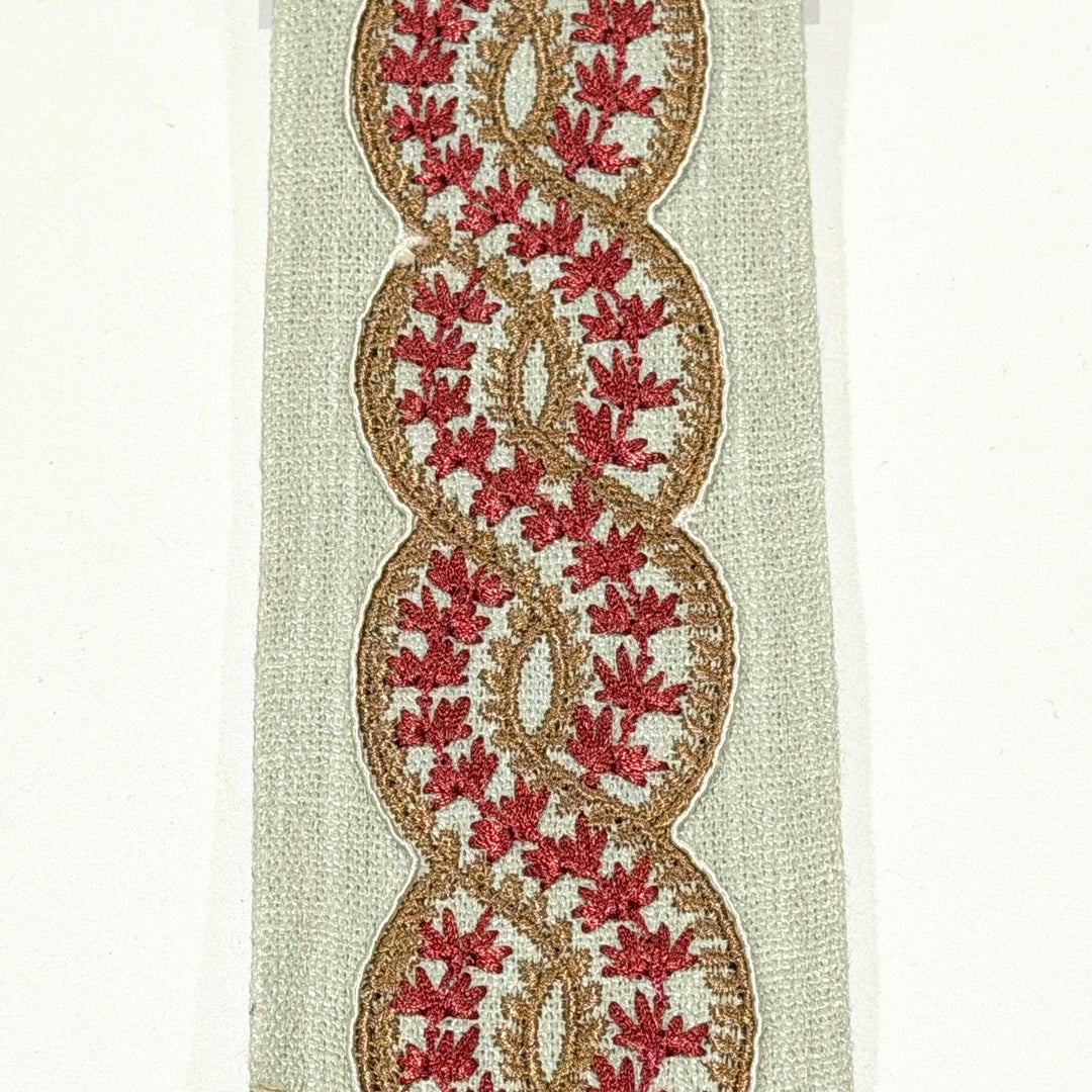 Cordelia Coral Mint 3.5 inch embroidery decorative ribbon tape trim