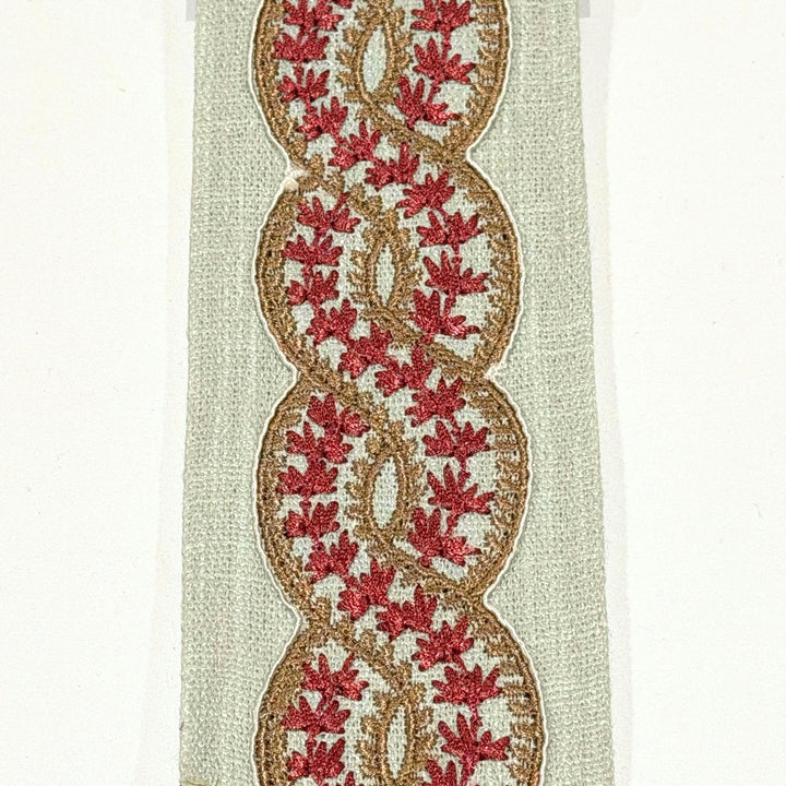 Cordelia Coral Mint 3.5 inch embroidery decorative ribbon tape trim