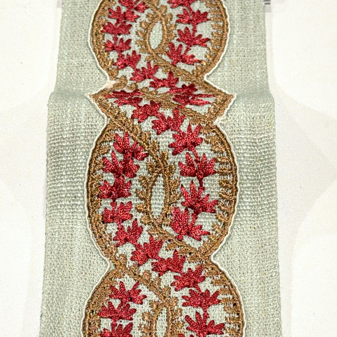 Cordelia Coral Mint 3.5 inch embroidery decorative ribbon tape trim