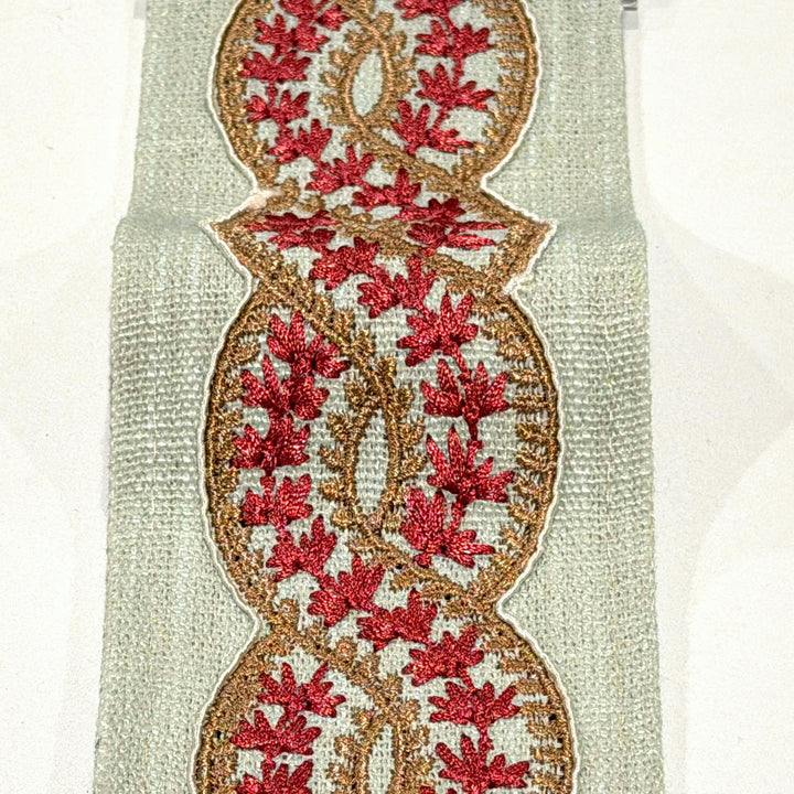 Cordelia Coral Mint 3.5 inch embroidery decorative ribbon tape trim