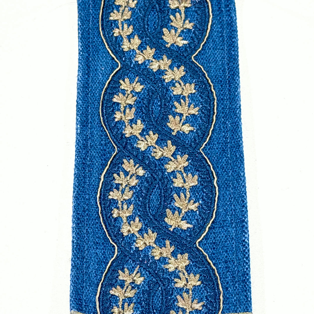 Cordelia Indigo Denim 3.5 inch embroidery decorative ribbon tape trim