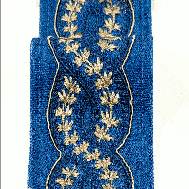 Cordelia Indigo Denim 3.5 inch embroidery decorative ribbon tape trim