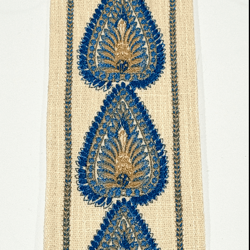 Palmira Teal Blue 3.5 inch embroidery decorative ribbon tape trim
