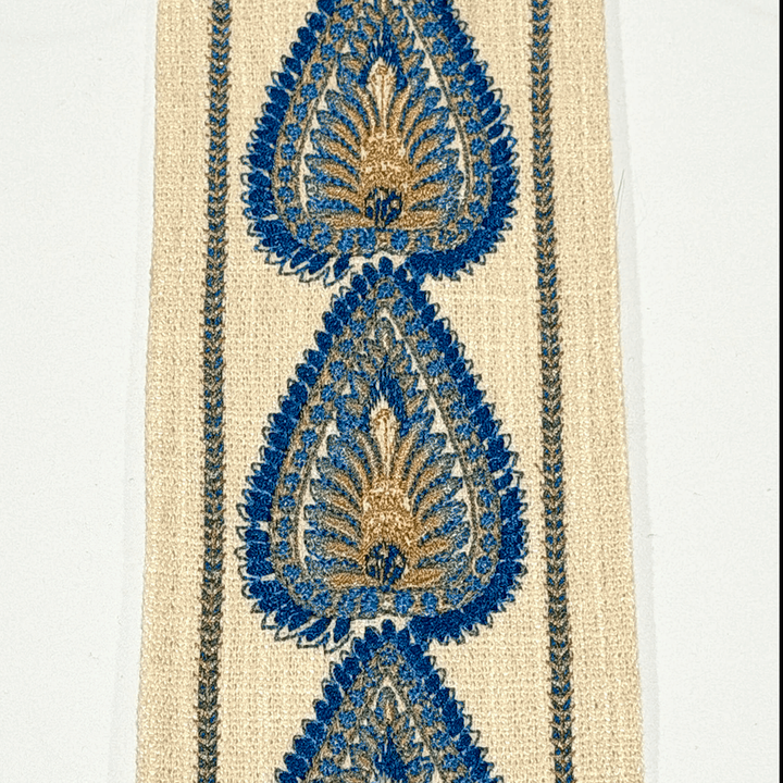 Palmira Teal Blue 3.5 inch embroidery decorative ribbon tape trim