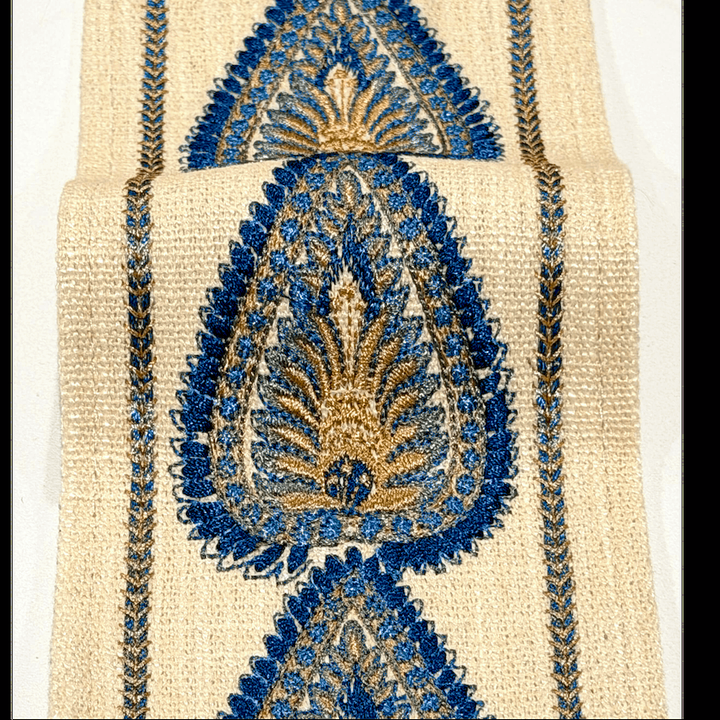 Palmira Teal Blue 3.5 inch embroidery decorative ribbon tape trim