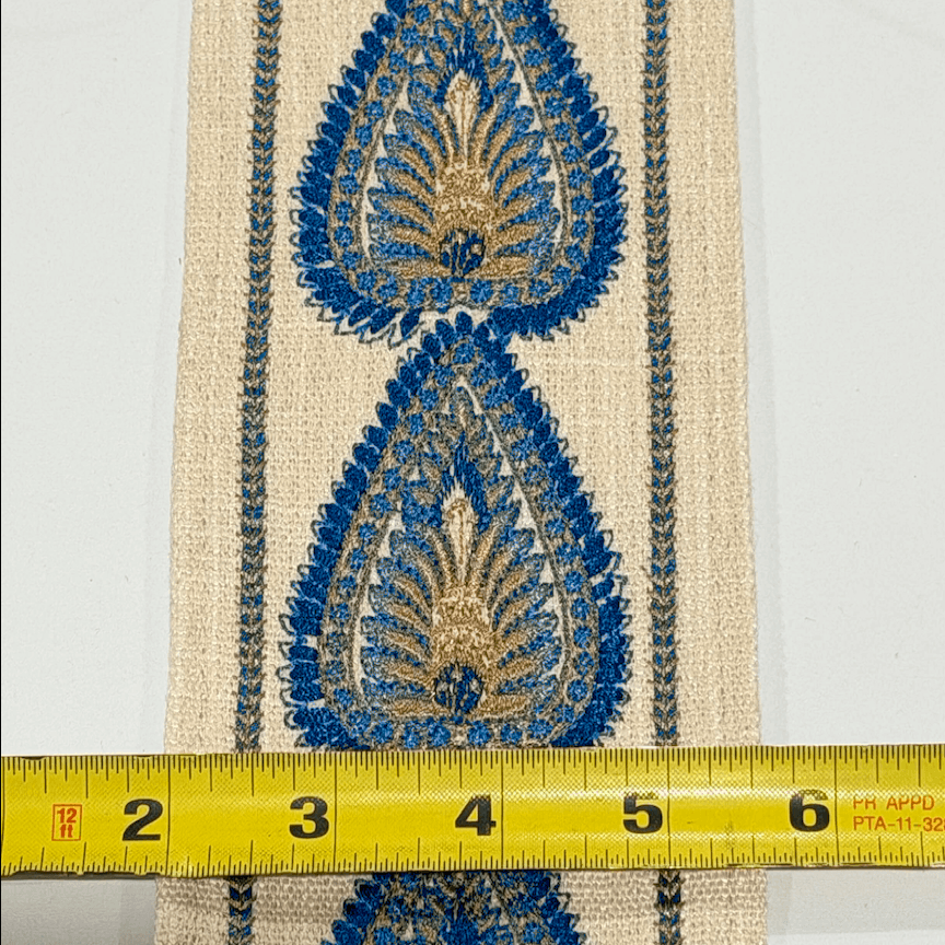 Palmira Teal Blue 3.5 inch embroidery decorative ribbon tape trim