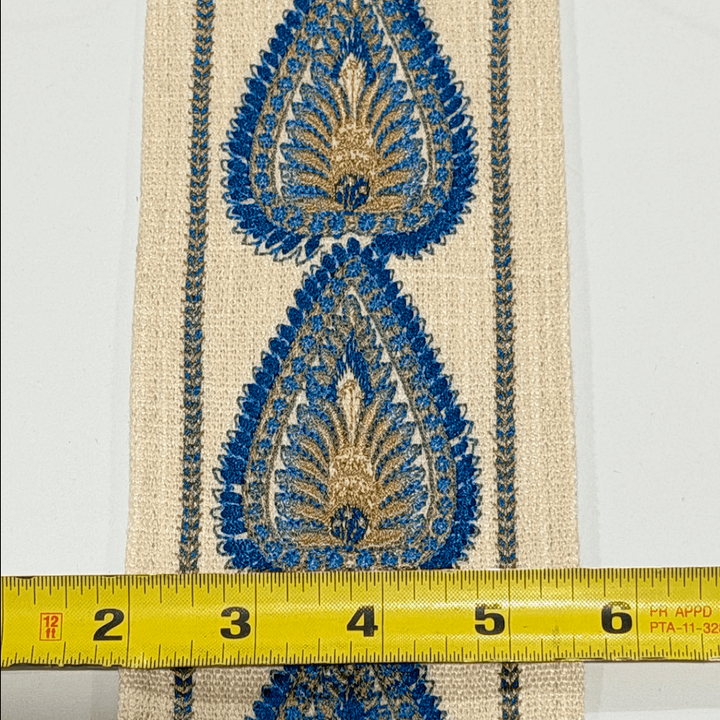 Palmira Teal Blue 3.5 inch embroidery decorative ribbon tape trim