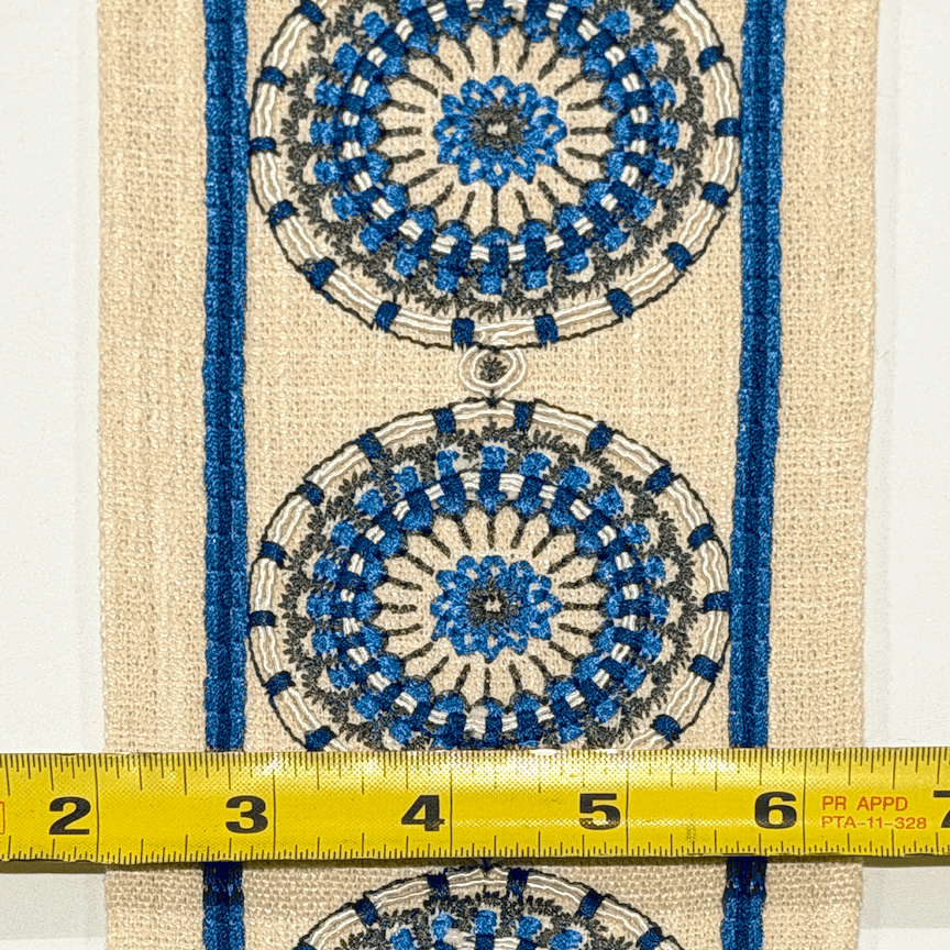 Medina Navy Blue 4.3 inch embroidery decorative ribbon tape trim