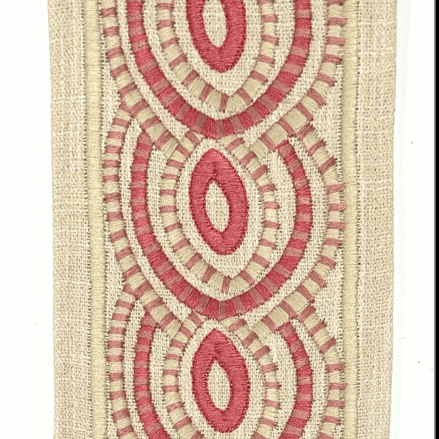 Oriel Rose Pink 4.3 inch embroidery decorative ribbon tape trim