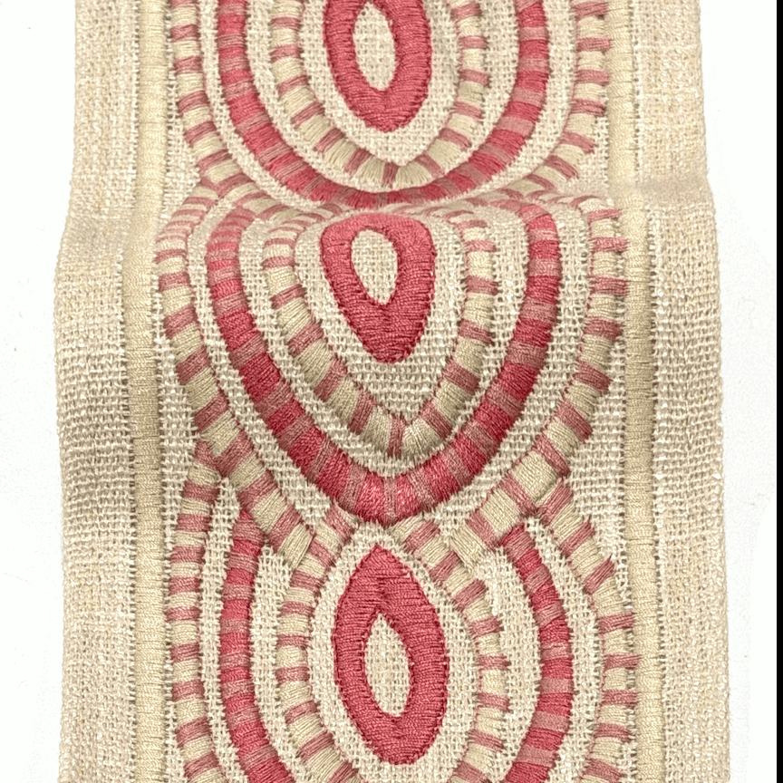 Oriel Rose Pink 4.3 inch embroidery decorative ribbon tape trim