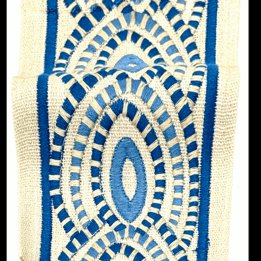 Oriel Delft Blue 4.3 inch embroidery decorative ribbon tape trim