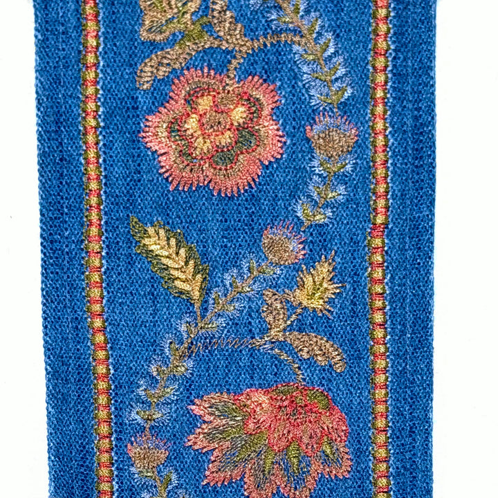 Seraphine Denim Coral 4.3 inch embroidery decorative ribbon tape trim