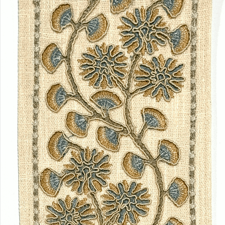 Chrysanthe Blue Gold 4.7 inch embroidery decorative ribbon tape trim