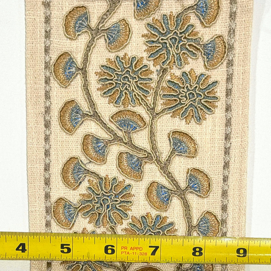 Chrysanthe Blue Gold 4.7 inch embroidery decorative ribbon tape trim
