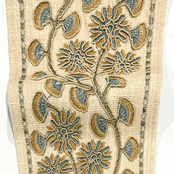 Chrysanthe Blue Gold 4.7 inch embroidery decorative ribbon tape trim
